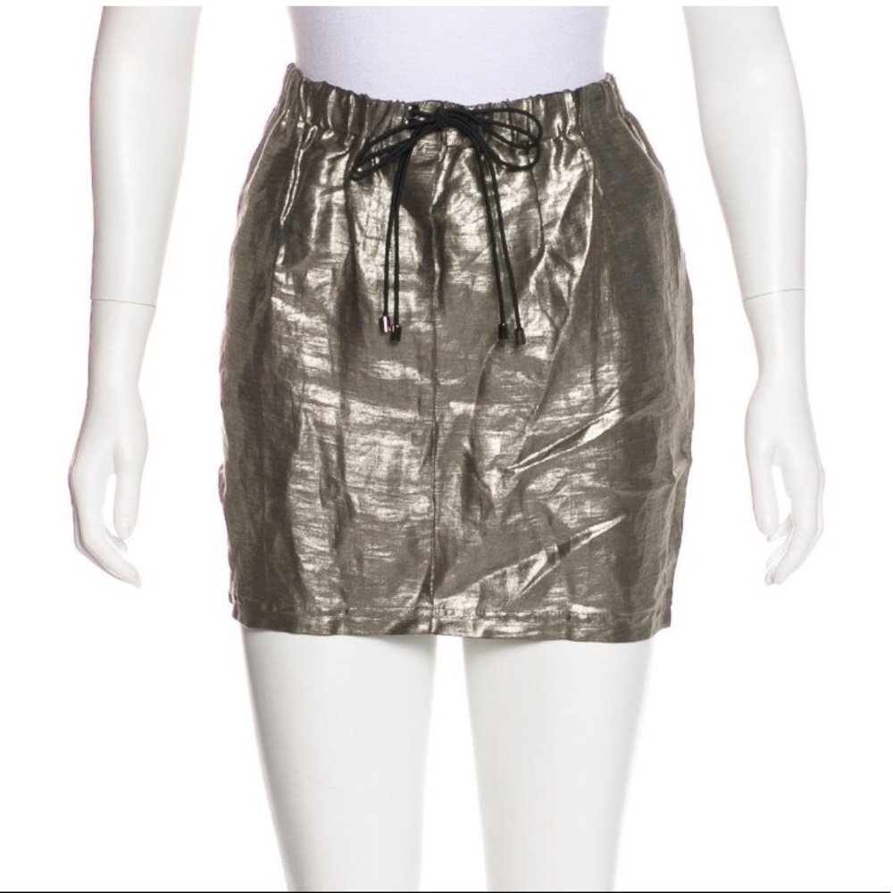 Elizabeth and James Metallic Silver Mini Skirt M
